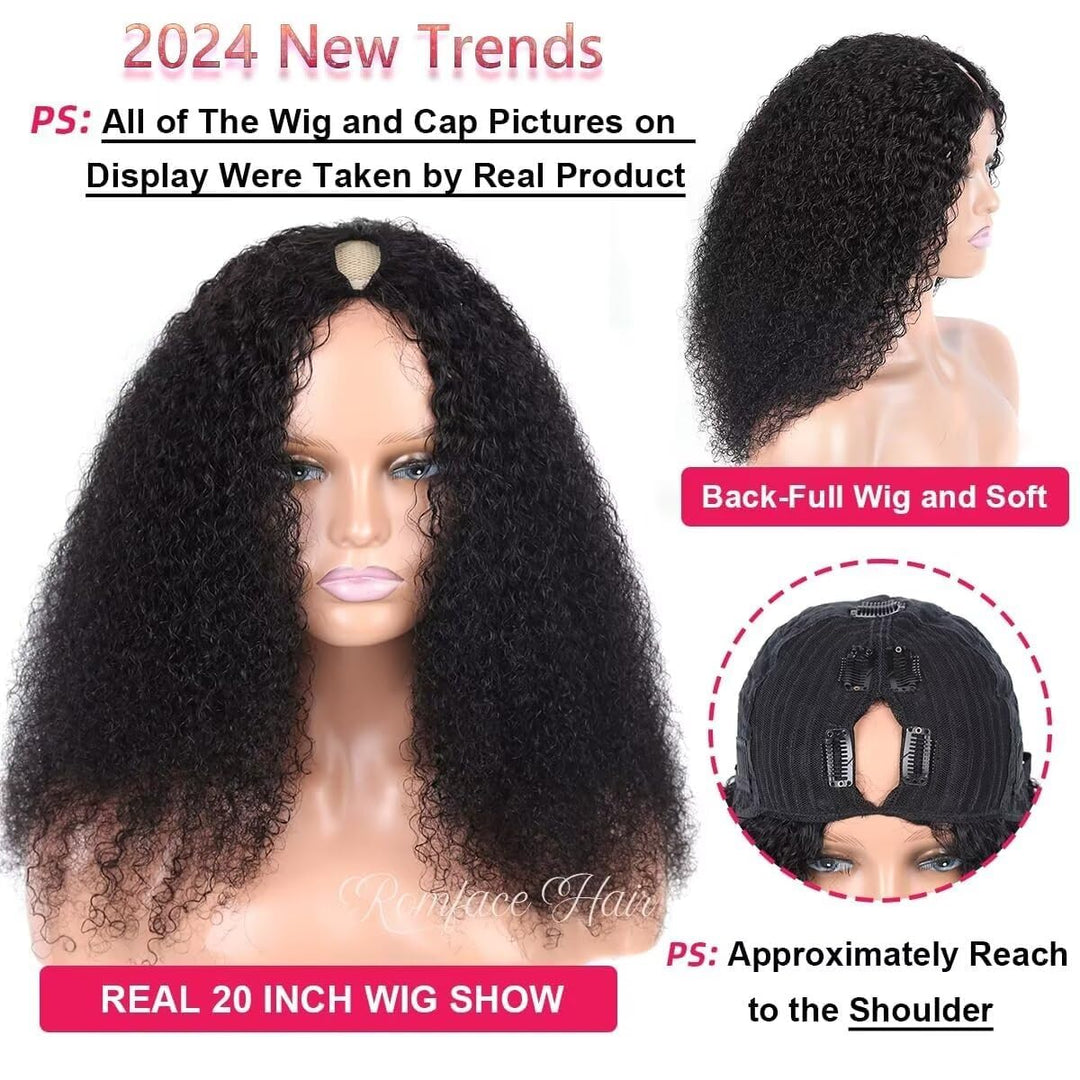 Echthaar Perücke 180% Density Real Hair Wig Human Hair Wigs For Women V Part Real Lockiges Menschlic