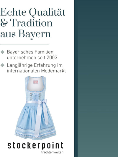 Stockerpoint Damen Dirndl Kim Kleid für besondere Anlässe 40 Hellblau, 40 Hellblau