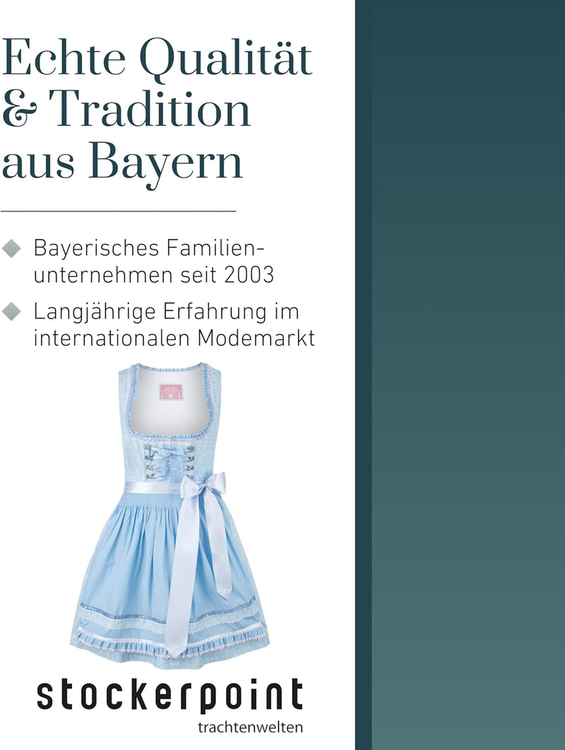 Stockerpoint Damen Dirndl Kim Kleid für besondere Anlässe 40 Hellblau, 40 Hellblau