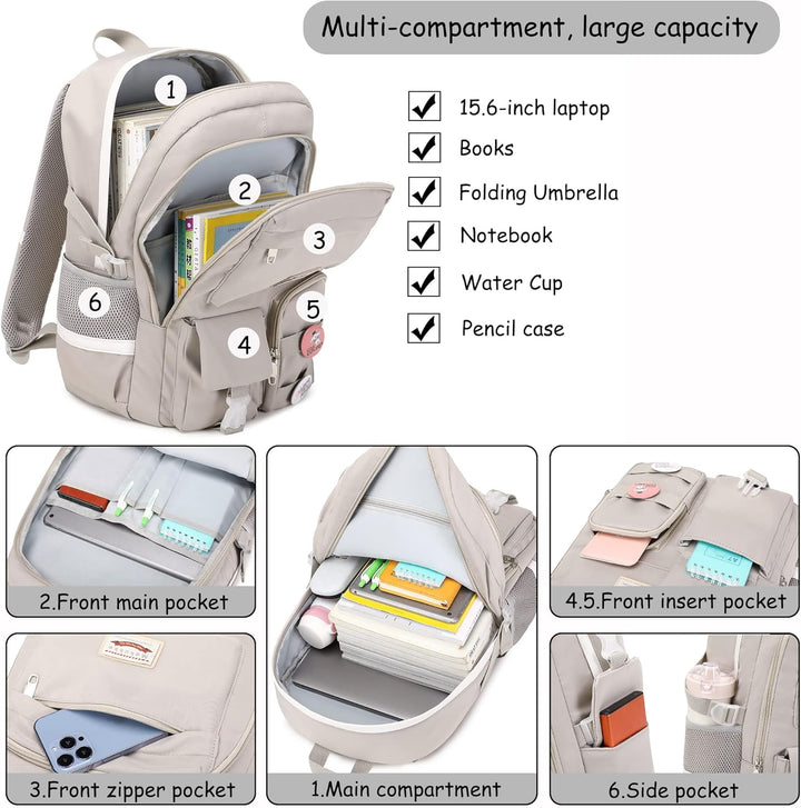 Rucksack Damen - Schulrucksack Mädchen Teenager, Cute Anime Bookbag Frauen Casual Daypack Anti-Theft