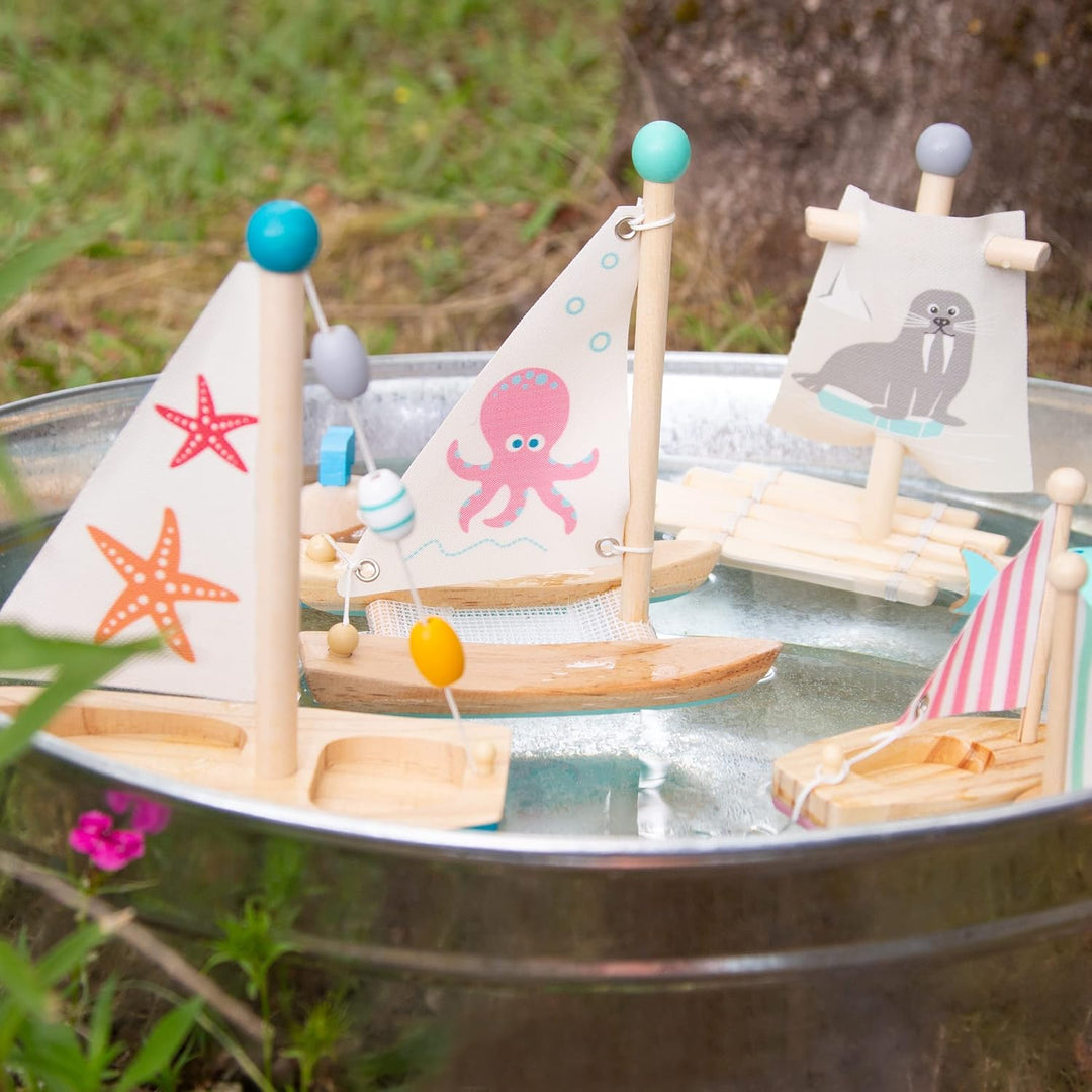 small foot Wasserspielzeug Segelboot "Seestern" aus Holz, Badespielzeug , für Kinder ab 24 Monaten,