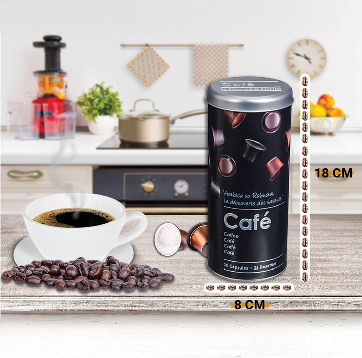 2-teilig Metalldose für Kaffeepads, Kaffeespender Paddose, Kaffeebox Pads Schwarz, Schwarz