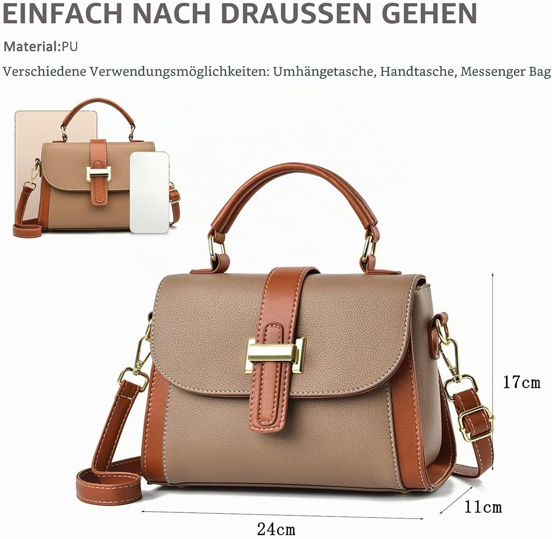 NICOLE &amp; DORIS Kleine Handtasche Damen Mode Umhängetasche Elegant Schultertaschen PU Leder Satchel H