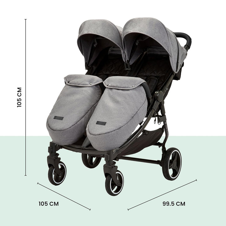 Ickle Bubba Venus Doppelkinderwagen - geeignet von Geburt bis 15 kg (ca. 3 Jahre), leichter, faltbar
