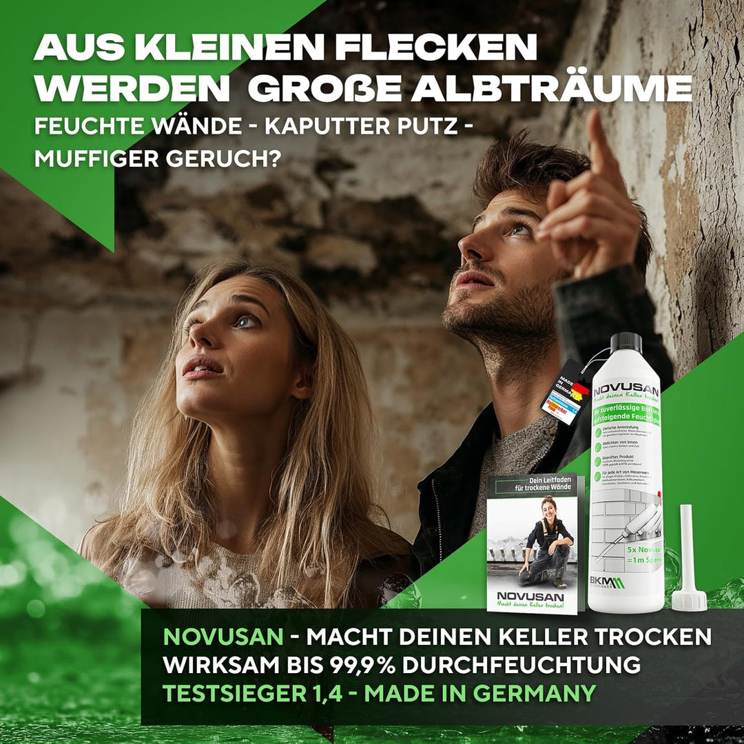 NOVUSAN 10 Flaschen für 2m trockene Wand I Horizontalsperre zum Trockenlegen von Keller & Mauerwerk
