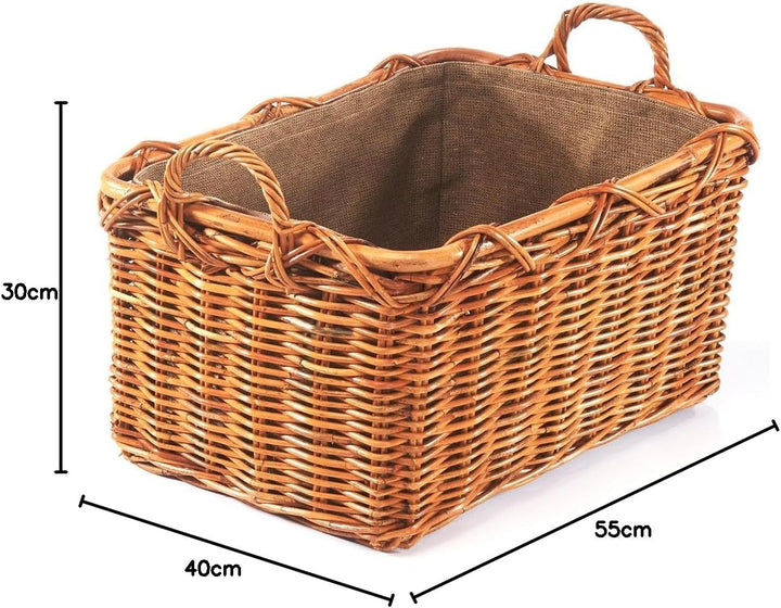 Holztrage Holzkorb für Kaminholz - Rattan Lacak mit abnehmbarem Leinenstoff Braun, Braun