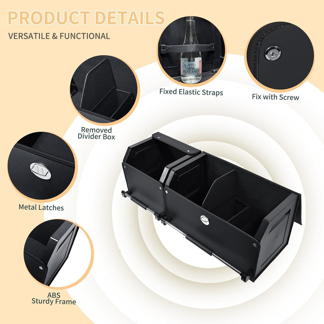 Modulares 2-in-1 Auto Kofferraum Organizer mit Deckel, Stabiler Zuggriff, Strapazierfähiges Leder, A