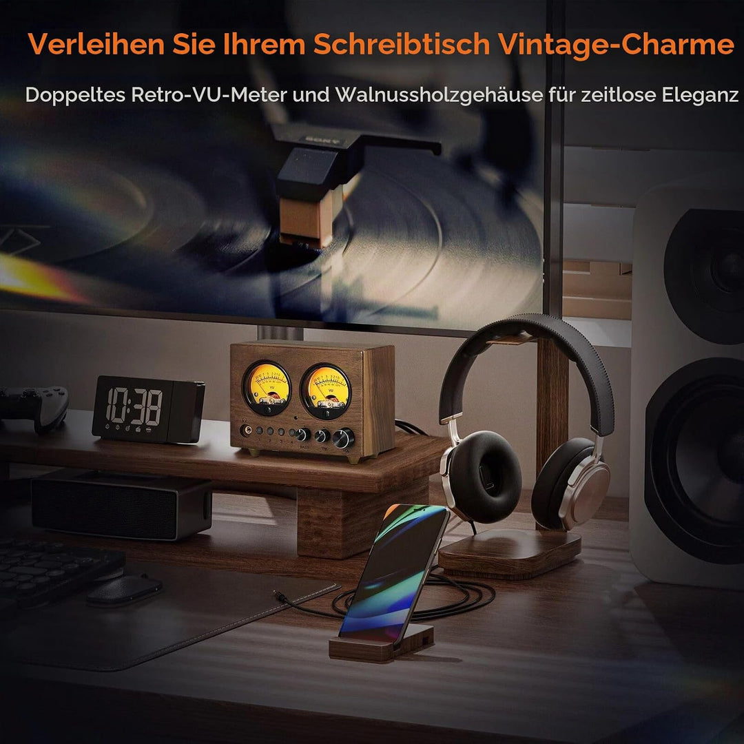 4-IN-1-OUT Audio Umschalter Stereo-Vorverstärker mit VU-Meter und Fernbedienung