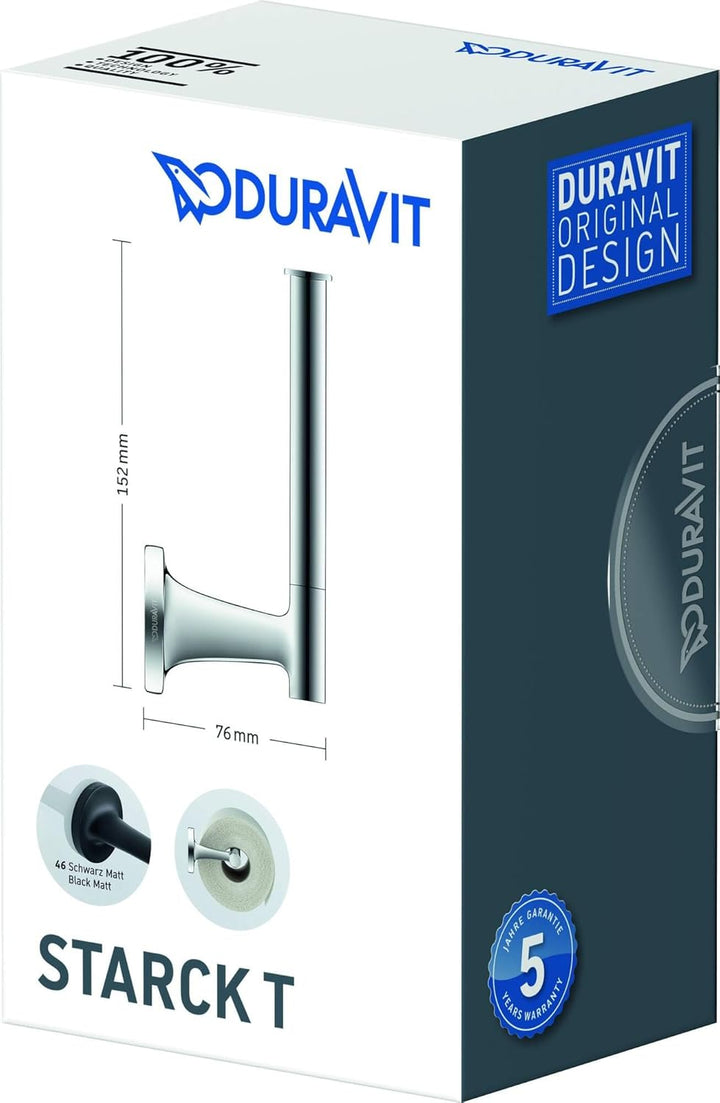 Duravit Papierrollenhalter Starck T, für 1 Rolle, Wandmontage, Schwarz Matt ohne Deckel für 1 Rolle