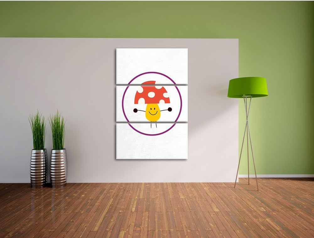 Pixxprint Süsser Pilz weiss 3-Teiler Leinwandbild 120x80 Bild auf Leinwand
