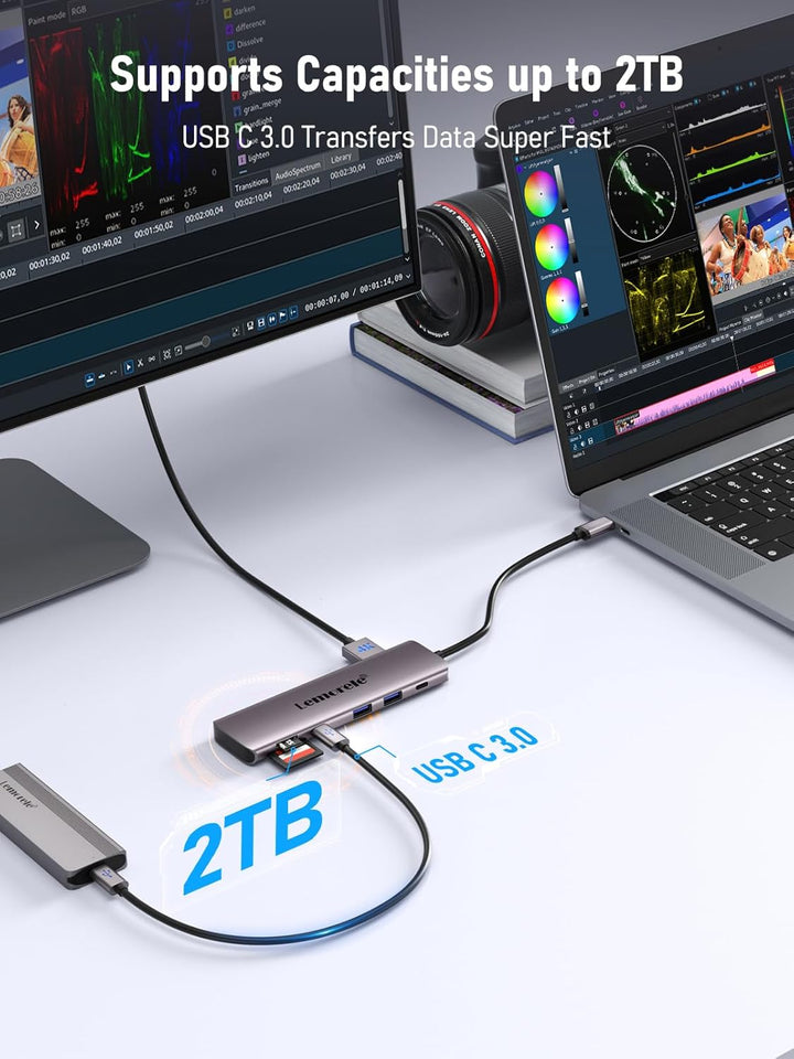 Lemorele Upgrade 10 in 1 USB C Docking Station - Aluminium Gehäuse Adapter Mit Dual HDMI 4K, 4 USB 3