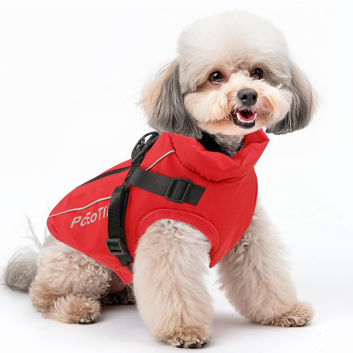 PcEoTllar Wasserdichter Hundemantel für kleine Hunde, warme reflektierende Jacke mit Geschirr für de