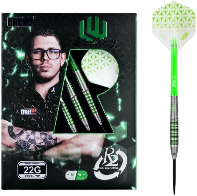 ONE80 Steel Darts Revolution R2 Interchange Lukas Wenig V2 VHD 90% Tungsten 2,35 mm Point Steeltip D