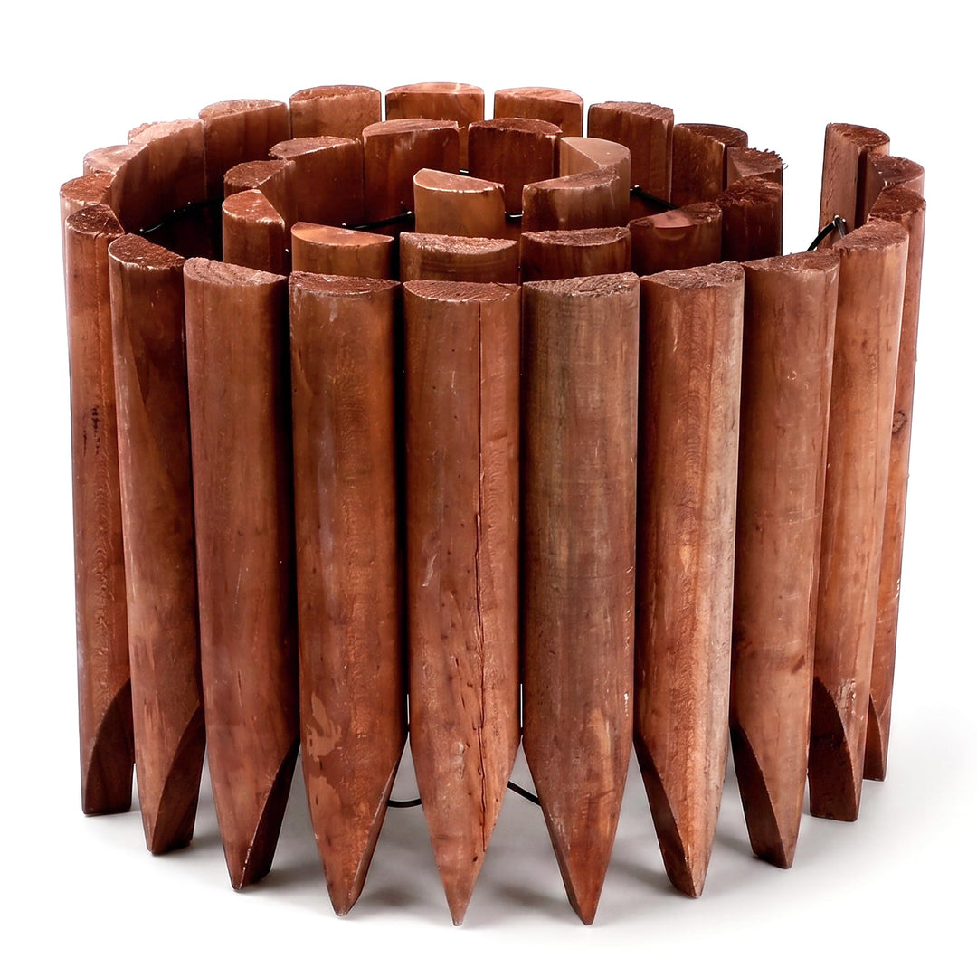 Razenkante Holz Natur Holzzaun,Garten Rasenkante Holzkanten Flexibler Rollborder Rasenkante,Langlebi