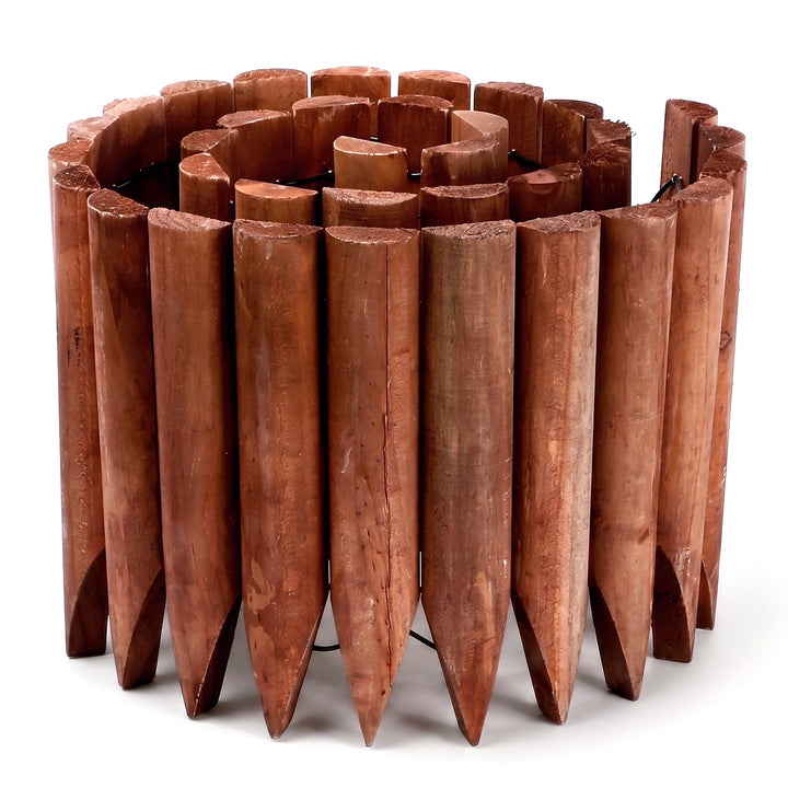 Razenkante Holz Natur Holzzaun,Garten Rasenkante Holzkanten Flexibler Rollborder Rasenkante,Langlebi