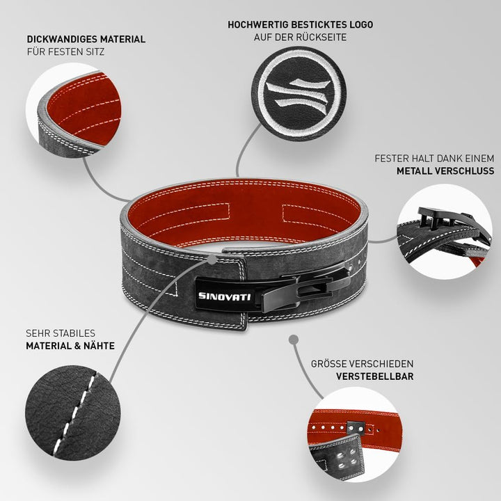 SINOVATI Premium Gewichthebergürtel KDK Gürtel aus Rindsleder mit Schnalle, Weightlifting Lever Belt