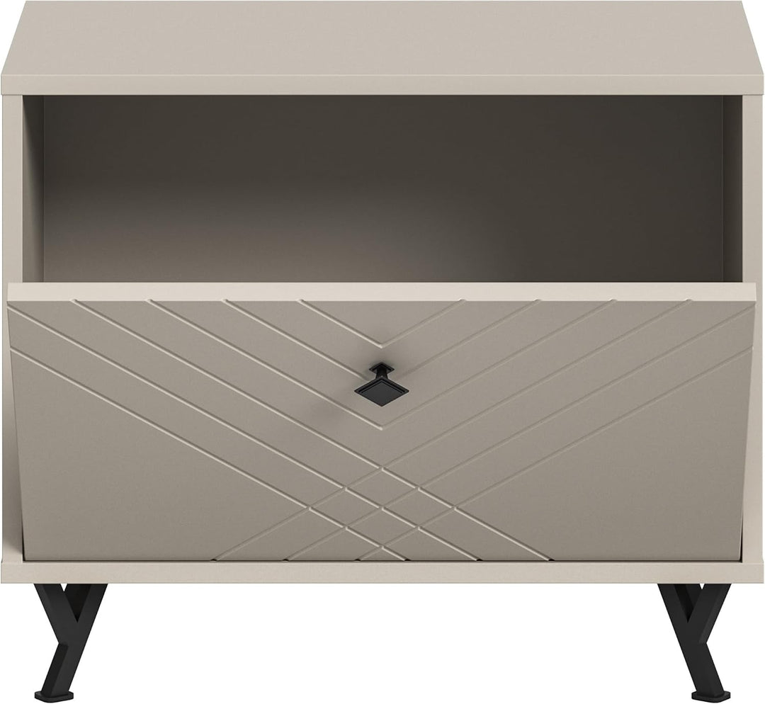 xonox.home Garderobe Notes Sitzbank Bank Garderobenbank Flurbank Truhe Front sandbeige melamin Korpu