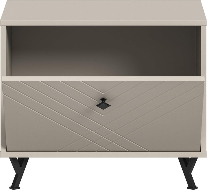 xonox.home Garderobe Notes Sitzbank Bank Garderobenbank Flurbank Truhe Front sandbeige melamin Korpu