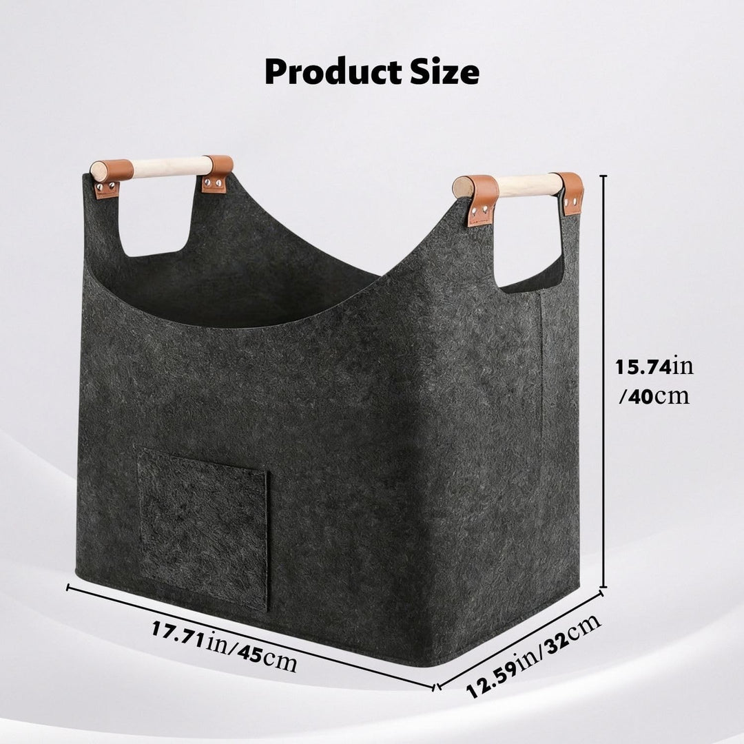 Kaminholzkorb aus Filz mit Tasche, Grosser Holzkorb für Kaminholz und Aufbewahrung im Innenbereich,