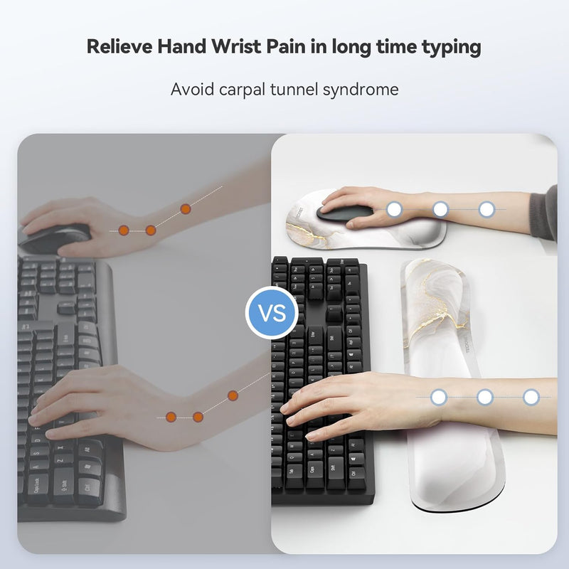 TECKNET Mauspad mit Handauflage, Gelkissen Mousepad und Ergonomische Memory Foam Tastatur Handgelenk