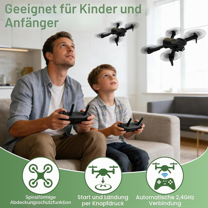 Drohne mit Kamera für Kinder, RC Drone Quadcopter mit Kopflos Modus, 3D Flip, 90° Einstellbar, Flugb