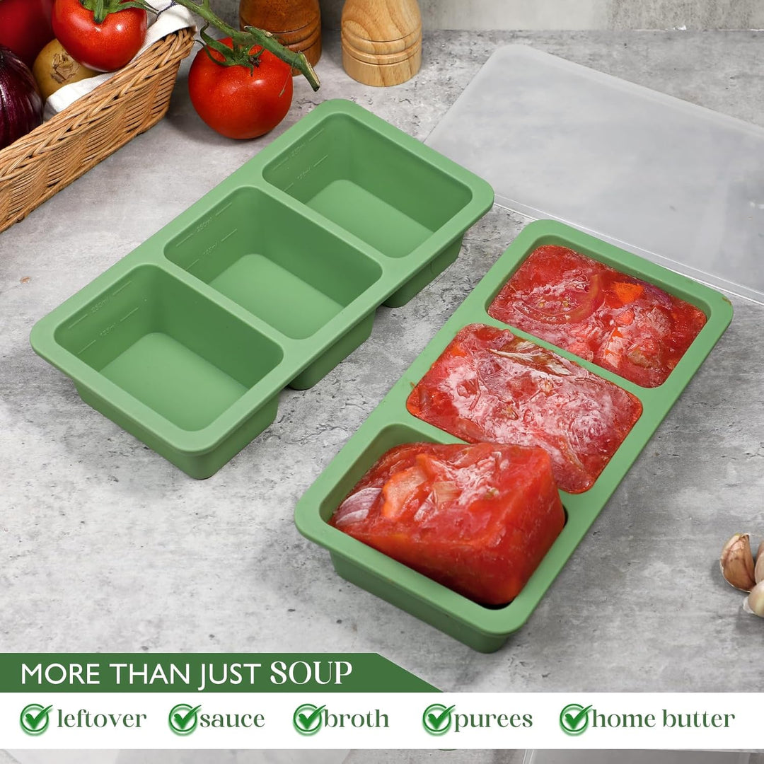 Kamehame Suppen Einfrieren Behälter Silikon 250ml 2 Stück Silikon Gefrierform mit Deckel Super Cube