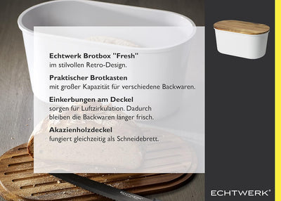 ECHTWERK Brotkasten “FRESH“, Brotbox, Platzsparende Aufbewahrungsbox, Brotkorb mit Deckel und Schnei