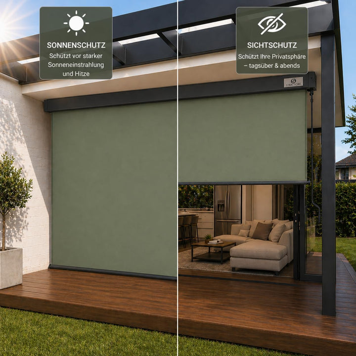 Ausziehbare Senkrechtmarkise Vertikalmarkise 180 x 250 cm - Markise mit Kurbel für Terrasse und Balk