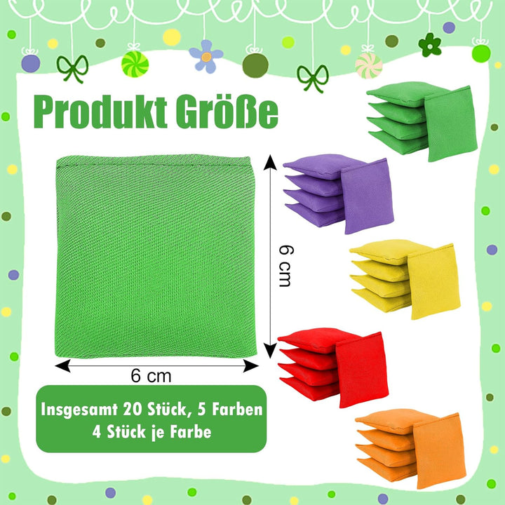 20 Stück Cornhole Säckchen,Nylon Sitzsäcke Werfen,Bohnensäckchen mit Tragetasche,Wurfsäckchen für Co