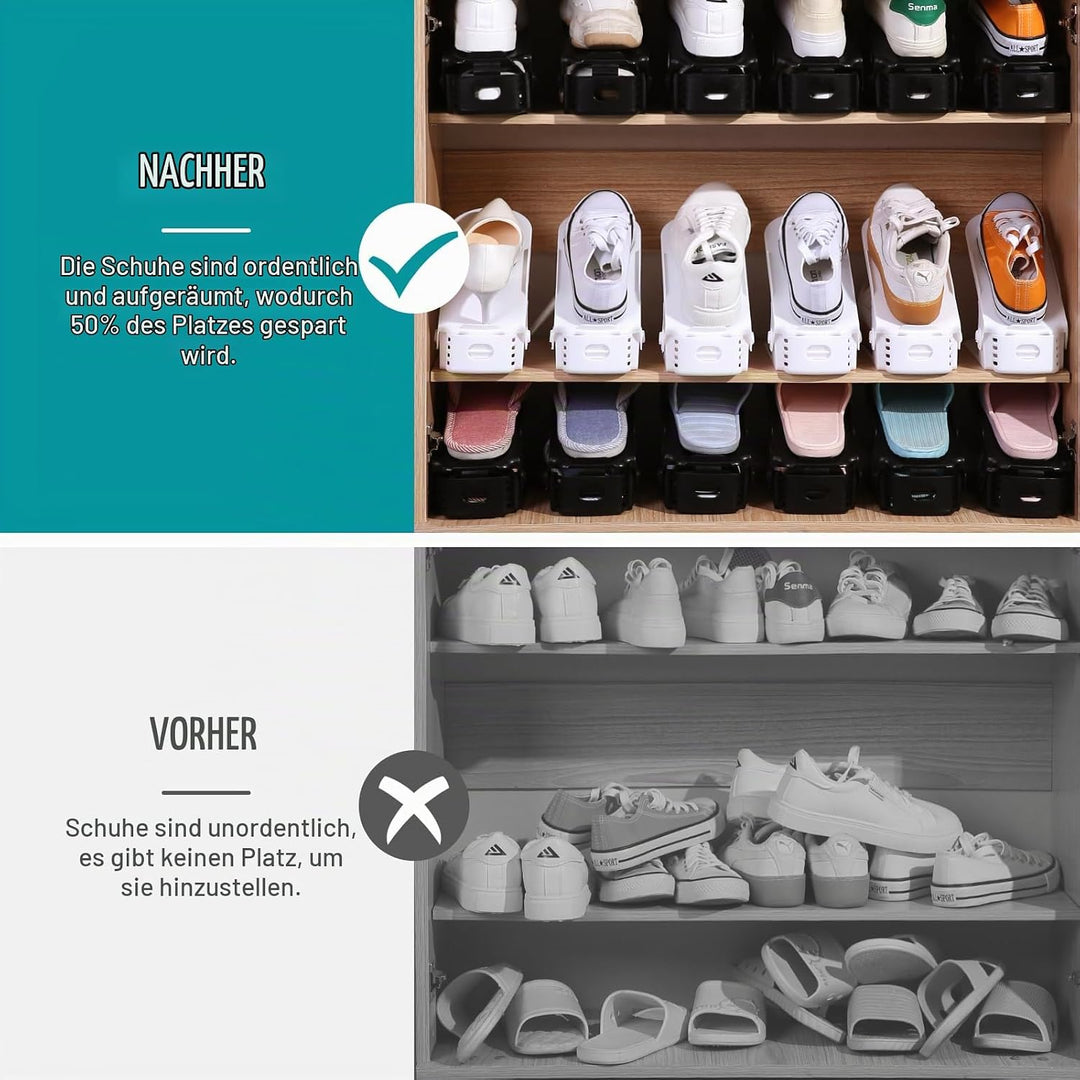 UCAMP Einstellbare Schuhregale,24 Stück Rutschfest Schuhstapler Doppelschicht Schuhhalter Platzspare