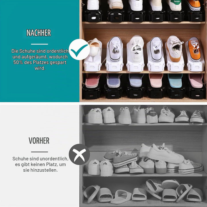 UCAMP Einstellbare Schuhregale,24 Stück Rutschfest Schuhstapler Doppelschicht Schuhhalter Platzspare