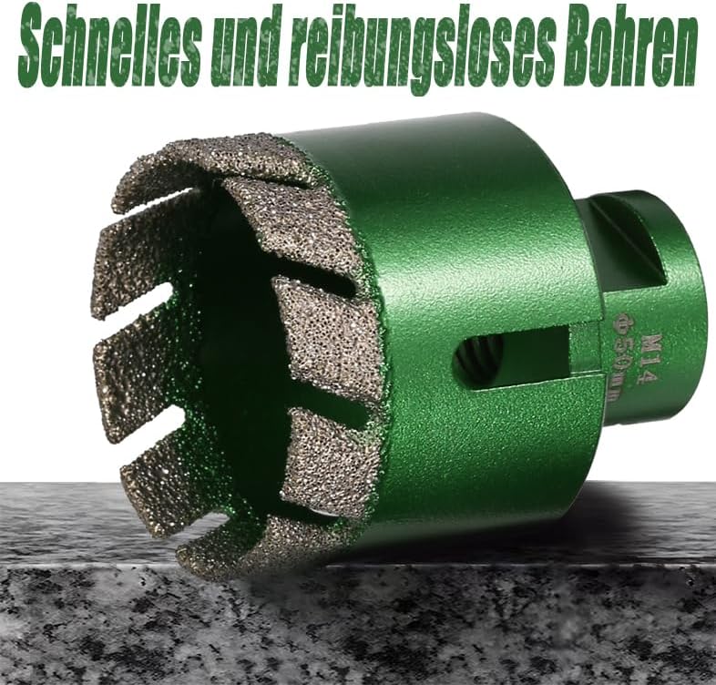 8 Stück 6-68mm Trocken Fliesenbohrer Set, M14 Gewindeanschluss Vakuumgelötete Lochsäge Diamantbohrer