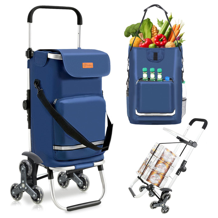 Sekey XXL Einkaufstrolley Treppensteiger mit 3 Rädern, Einkaufswagen für Camping und Einkäufe mit Hö