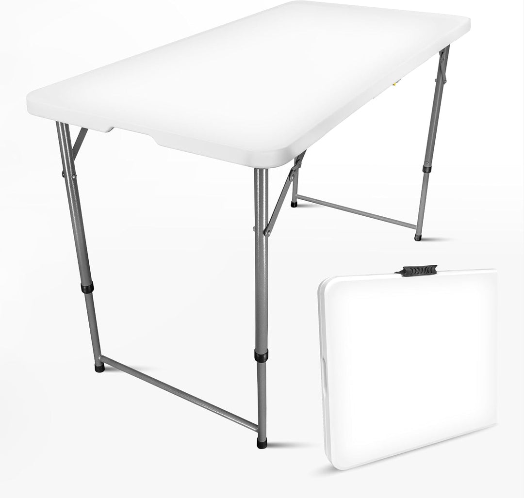 SKYLANTERN Klapptisch, 120 cm, rechteckig, weiss, höhenverstellbar, Campingtisch, 6 Personen, L 120