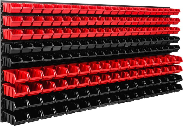 Lagersystem Werkstattregal | 172 x 78 cm | 178 stck. Box | Wandregal mit Stapelboxen - Wandplatten E
