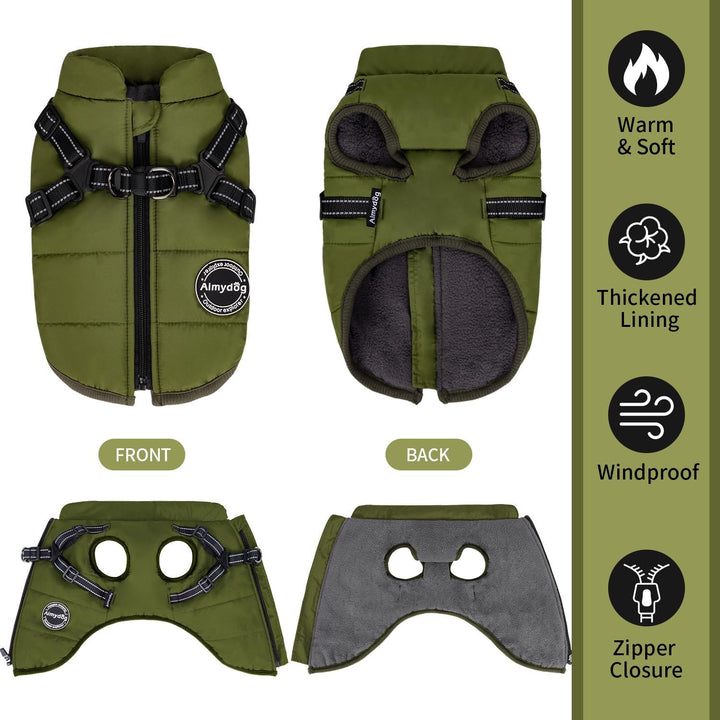 Hundemantel Winter, Wärme Hundejacke Mit Brustgurt Gurt Winddichte mit bauchschutz, Haustier Outdoor