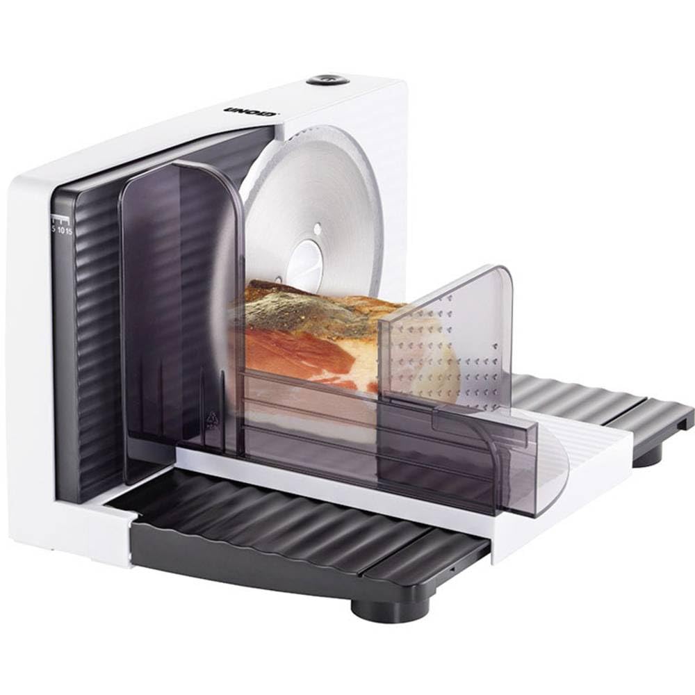 Unold 78860 ALLESSCHNEIDER Curve White, 100 W, zusammenklappbar, Edelstahlmesser, Edelstahl,