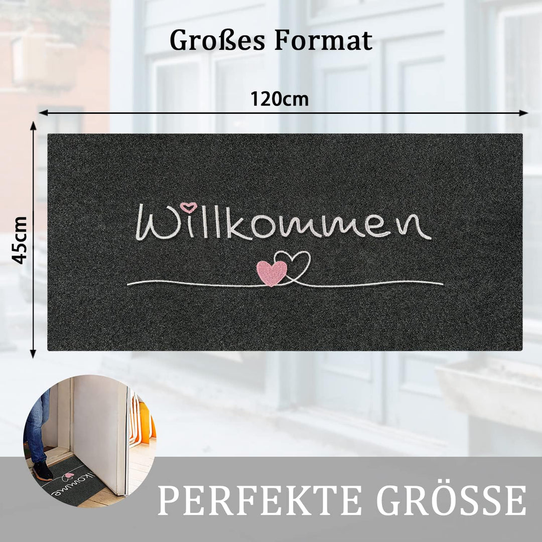 AAZZKANG Türmatte Lang Aussen Innen Willkommen Fussmatten 120 x 45 cm mit Dauerhaft rutschfest Gummi