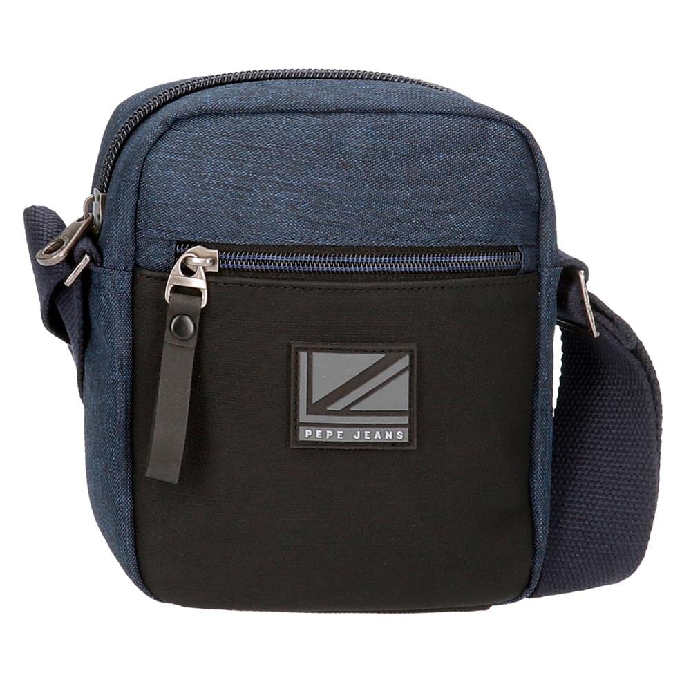 Pepe Jeans Fenix Umhängetasche, mittelgross, Blau, 17 x 22 x 6 cm, Polyester mit Details aus Kunstle