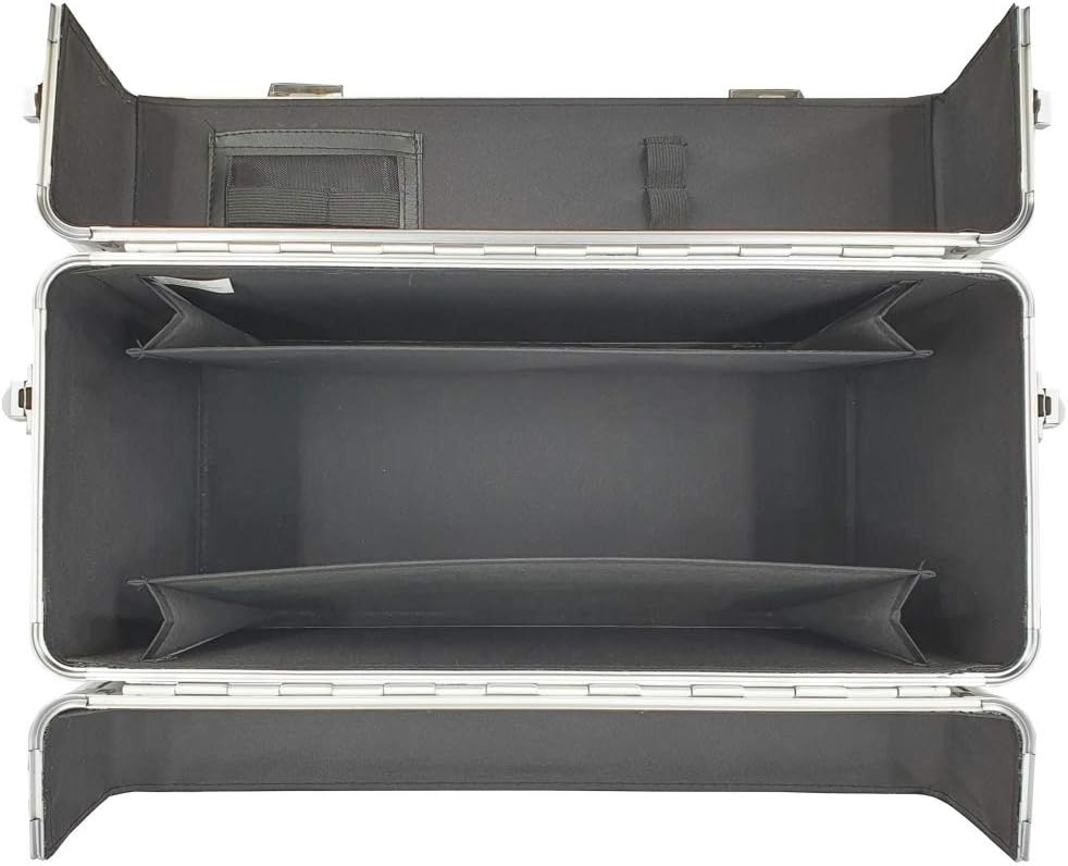 Pilotenkoffer mit Tragegurt von SONOVO aus Aluminium in Silber 45161 | Alukoffer, Aktenkoffer, Busin