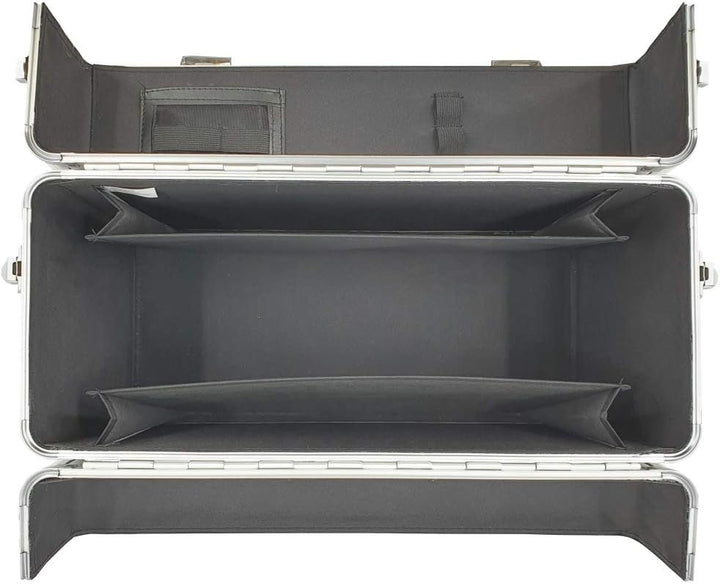 Pilotenkoffer mit Tragegurt von SONOVO aus Aluminium in Silber 45161 | Alukoffer, Aktenkoffer, Busin