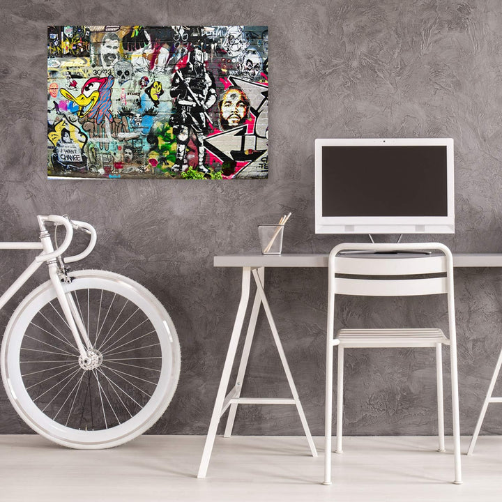 Wandbild Graffiti Modern Deko Kunst Bilder für Schlafzimmer mehrfarbig 90x60 cm M3074 90x60 cm, M307