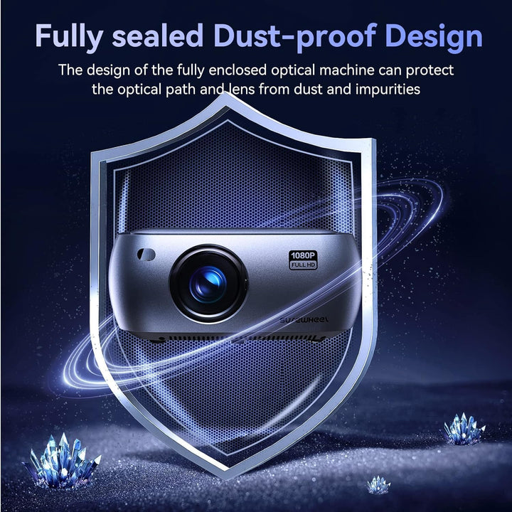 SUREWHEEL K10 Beamer 4K 12000 Lumen Trapezkorrektur Zoom Staubdicht Miracast kein dunkler Bereich Bl