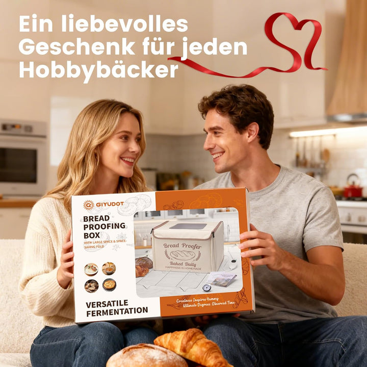 Faltbare Gärbox mit Temperaturregelung 20–40°C & 48h-Timer, Teiggärbox mit Metallregal, ideal für Sa