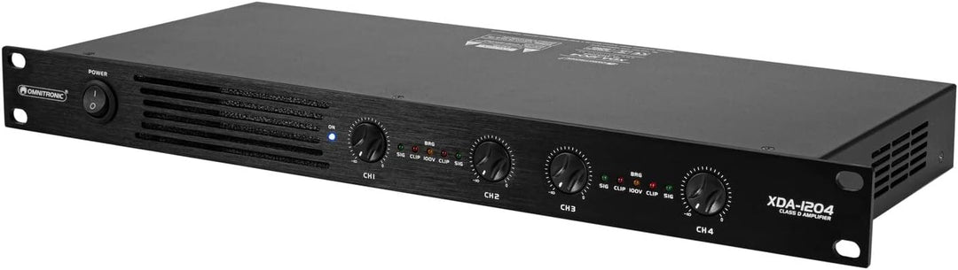 OMNITRONIC XDA-1204 4-Kanal Class-D-Verstärker | Verstärker mit Schaltnetzteil, 4 x 300 W / 4 Ohm, 4