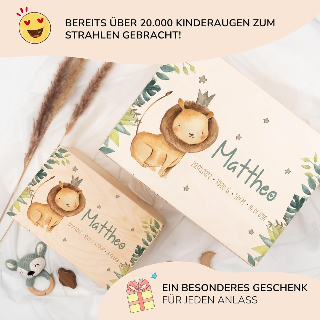 KIDSMOOD - Erinnerungsbox Baby, personalisierte Holzkiste mit Deckel, Ideal zur Aufbewahrung von Eri