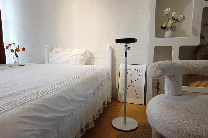 Qwall Projektor-Bodenständer (Silber),Beamer Ständer, Universal Kamera Bodenständer, Schmieden aus h