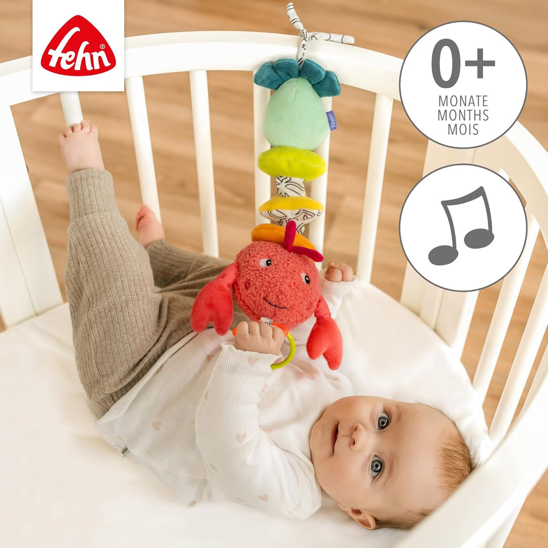 Fehn Spieluhr Hummer – Kuscheltier & Einschlafhilfe: Aufzieh-Spieluhr mit sanfter Melodie Brahms Wie