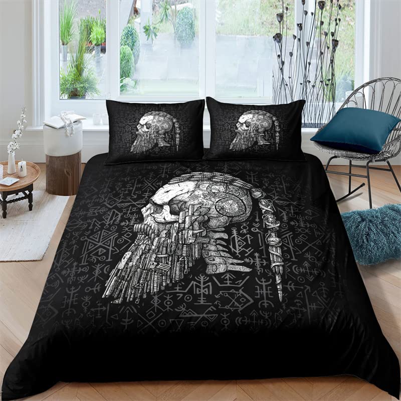 XPINGO Kinder Bettwäsche Wikinger 135x200 cm 2teilig Jungen und Mädchen Mikrofaser Weiche Winter War