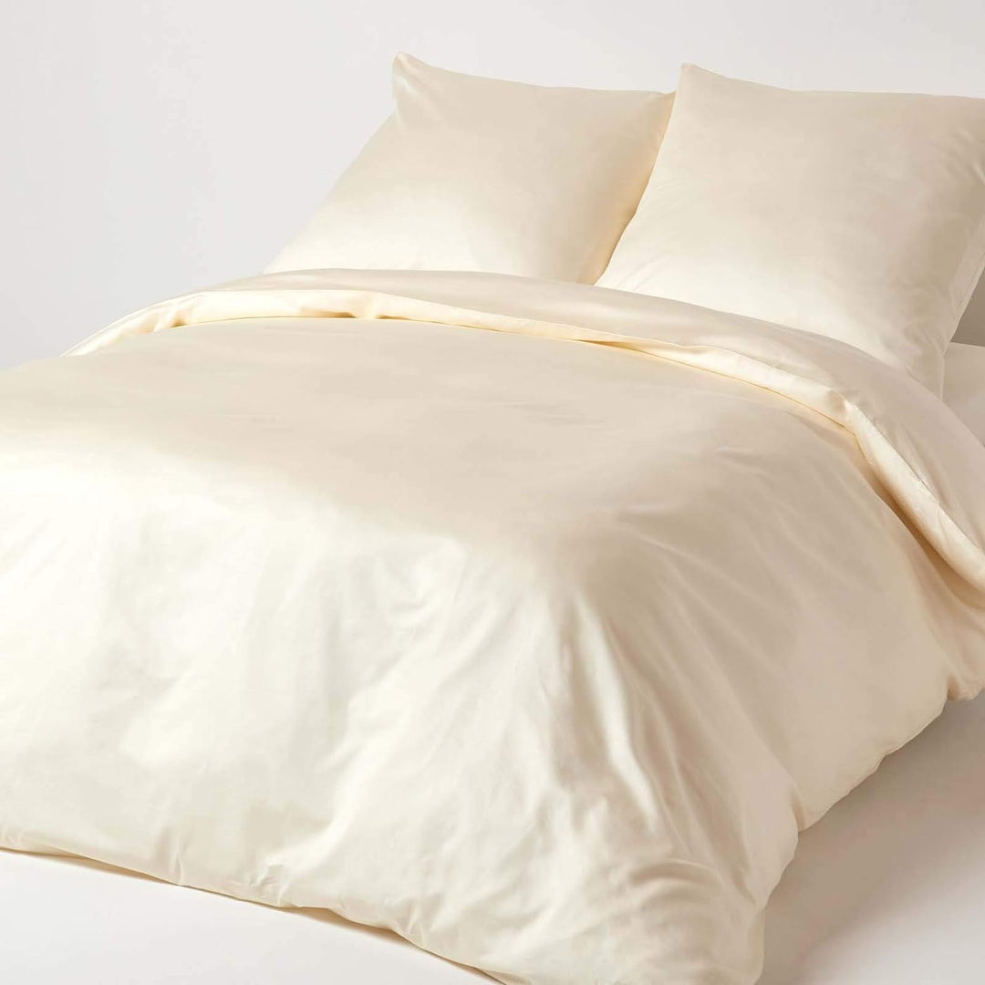 Homescapes Bio-Bettwäsche-Set 3-teilig 240x220 Creme-vanille, Satin-Bettwäsche mit 2 Kissenbezügen 8